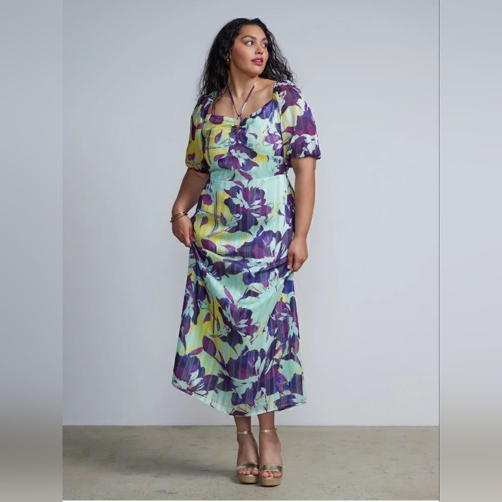 NEW YORK & COMPANY Floral Print Maxi Dress - Size 1X